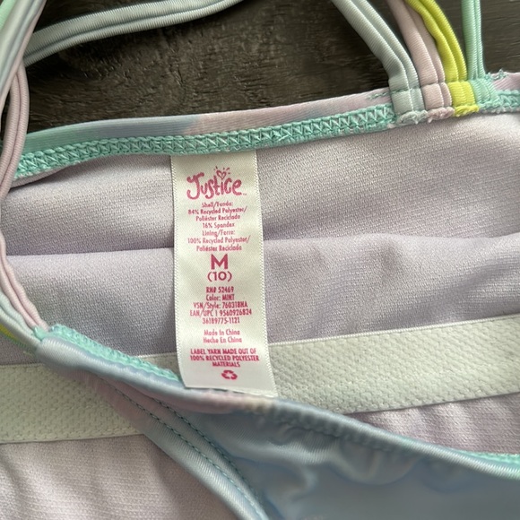 Justice One Piece Swimsuit & Coverup Size 10 M - Picture 6 of 10